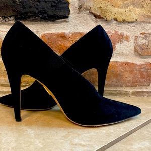 Tamara Mellon black suede heels
